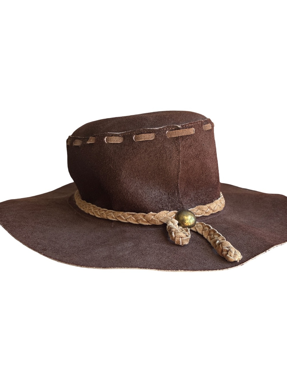 Brown Suede Western Hat with Braided Band